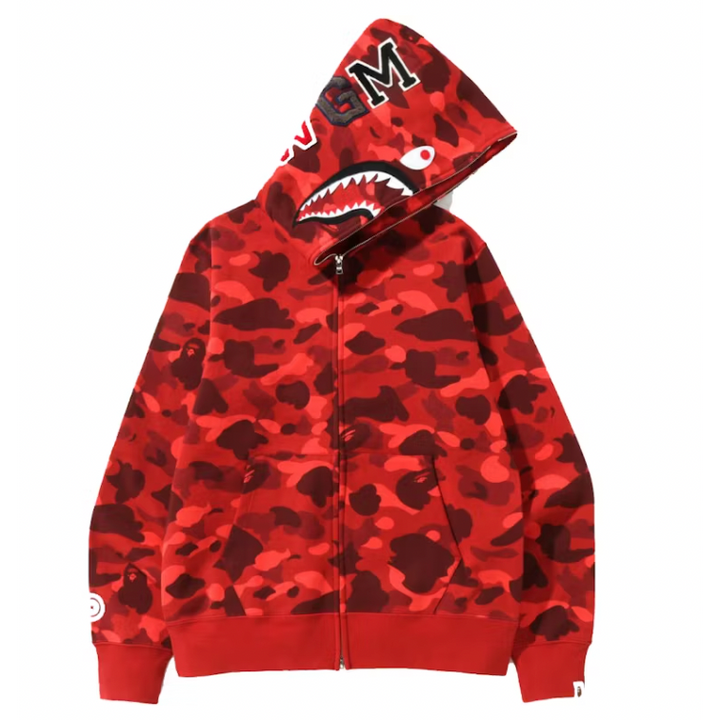 BAPE Color Camo Shark Full Zip Hoodie Red (SS22)