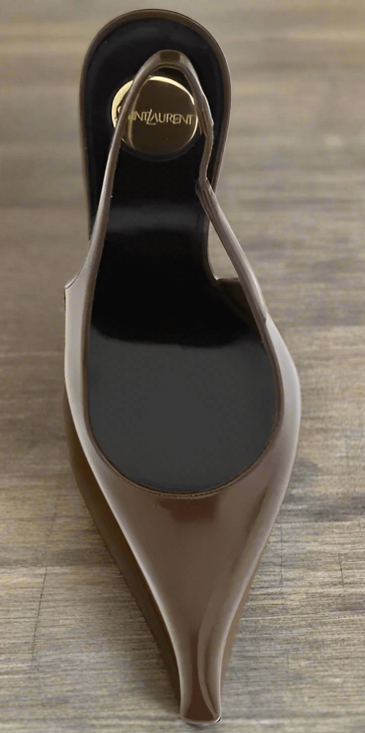 SAINT LAURENT brown leather pumps