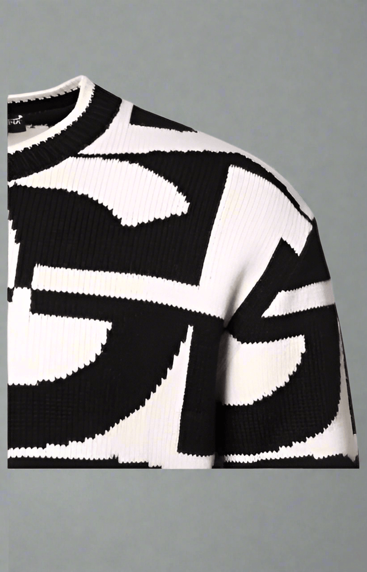 Dolce & Gabbana Black White Knit Logo Print Pullover Sweater