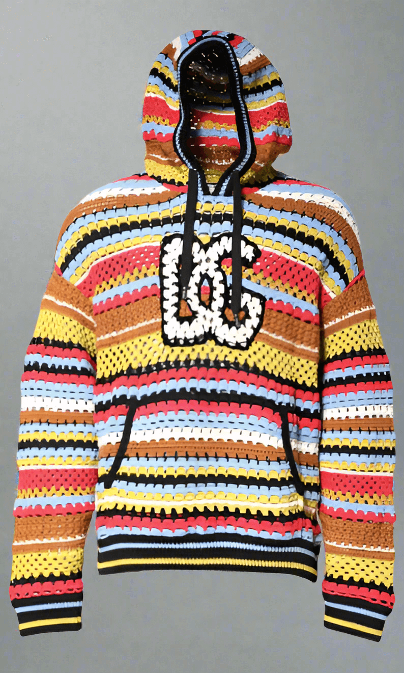 Dolce & Gabbana men's Multicolor Cotton Hooded Pullover Sweater