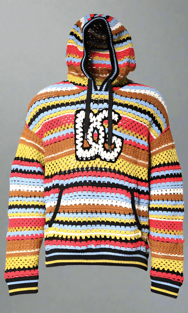 Dolce & Gabbana men's Multicolor Cotton Hooded Pullover Sweater