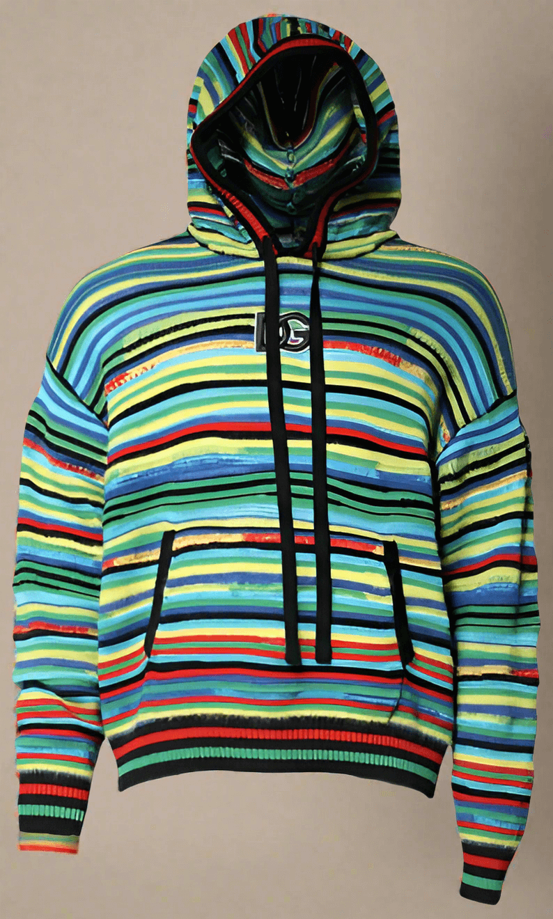 Dolce & Gabbana men's Multicolor Cotton Hooded Pullover Sweater
