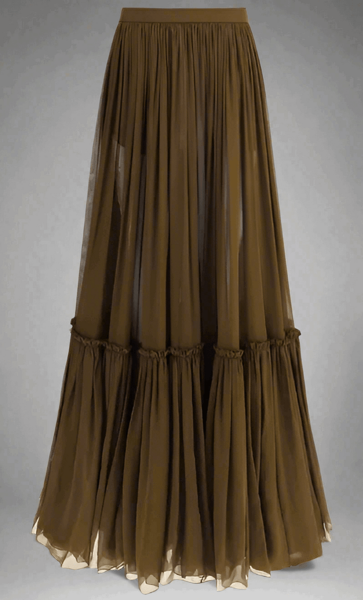 Saint Laurent Flounced long Skirt