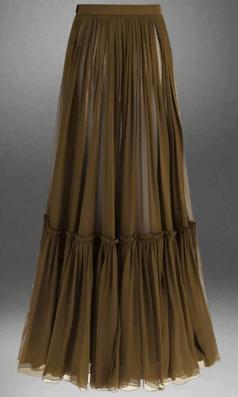 Saint Laurent Flounced long Skirt