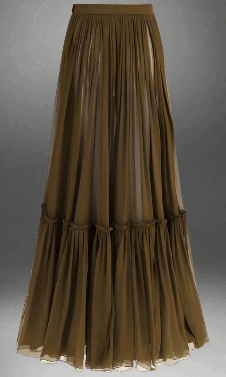 Saint Laurent Flounced long Skirt