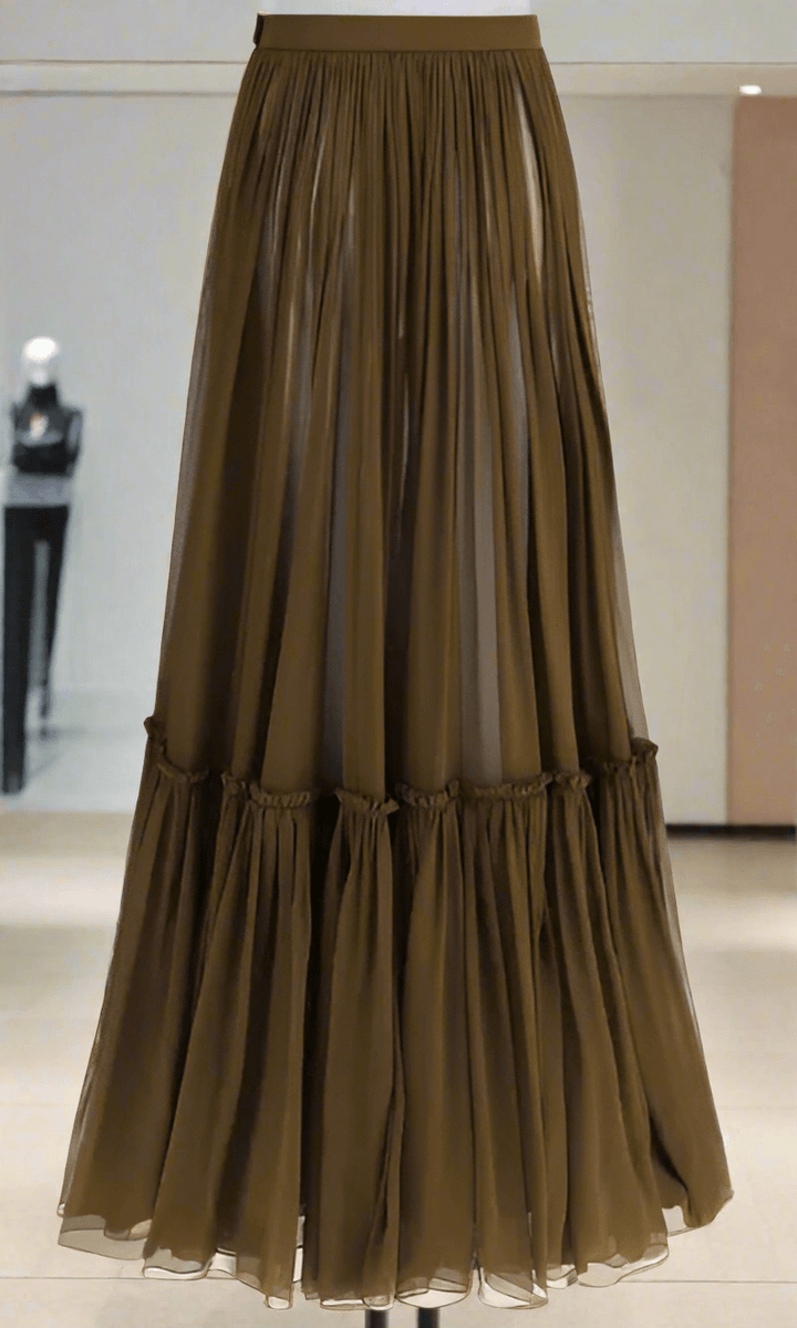 Saint Laurent Flounced long Skirt