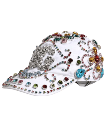 Dolce & Gabbana White Multicolor Crystal Embellish Baseball Cap