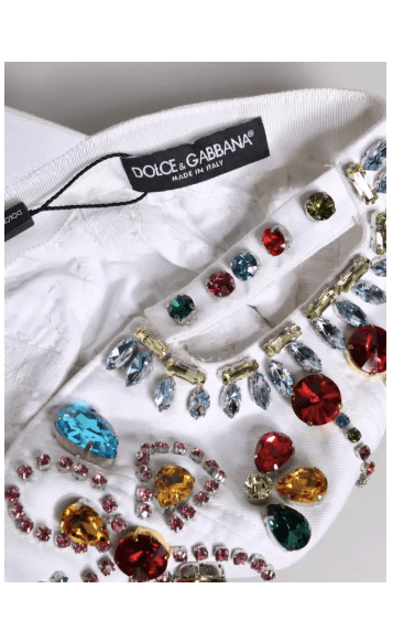 Dolce & Gabbana White Multicolor Crystal Embellish Baseball Cap