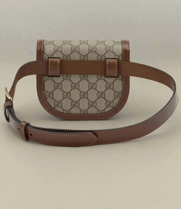 GUCCI women's GG Beige Monogram Horse bit 1955 Belt Bag