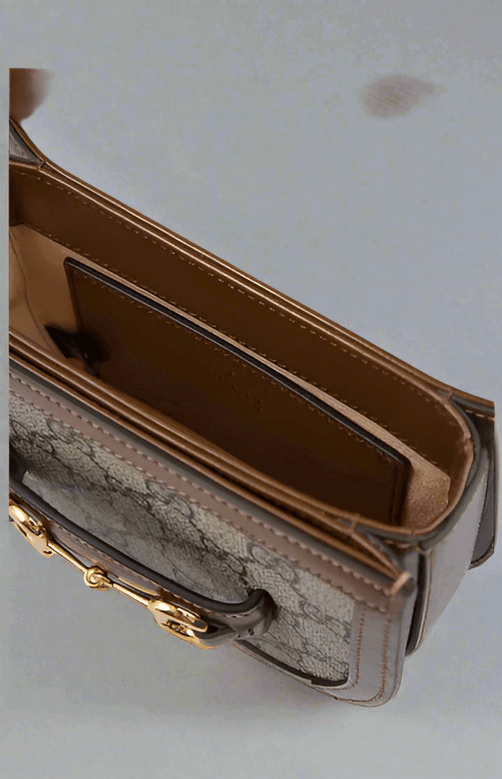 GUCCI women's GG Beige Monogram Horse bit 1955 Belt Bag