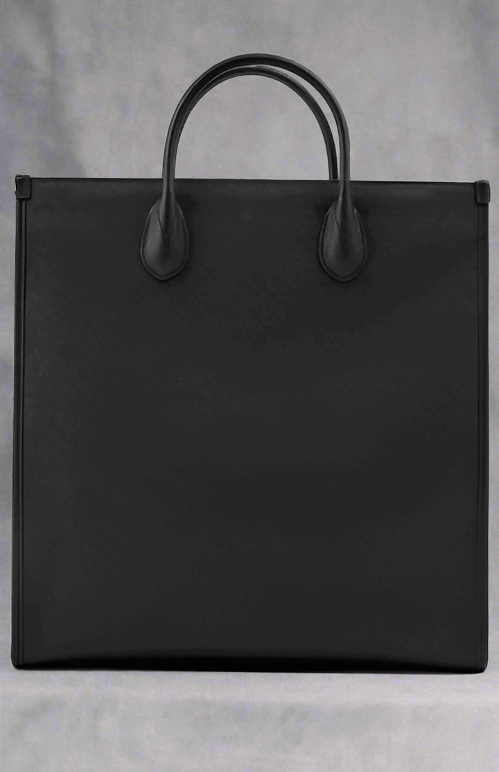 GUCCI Black Leather Logo Medium Tote Bag