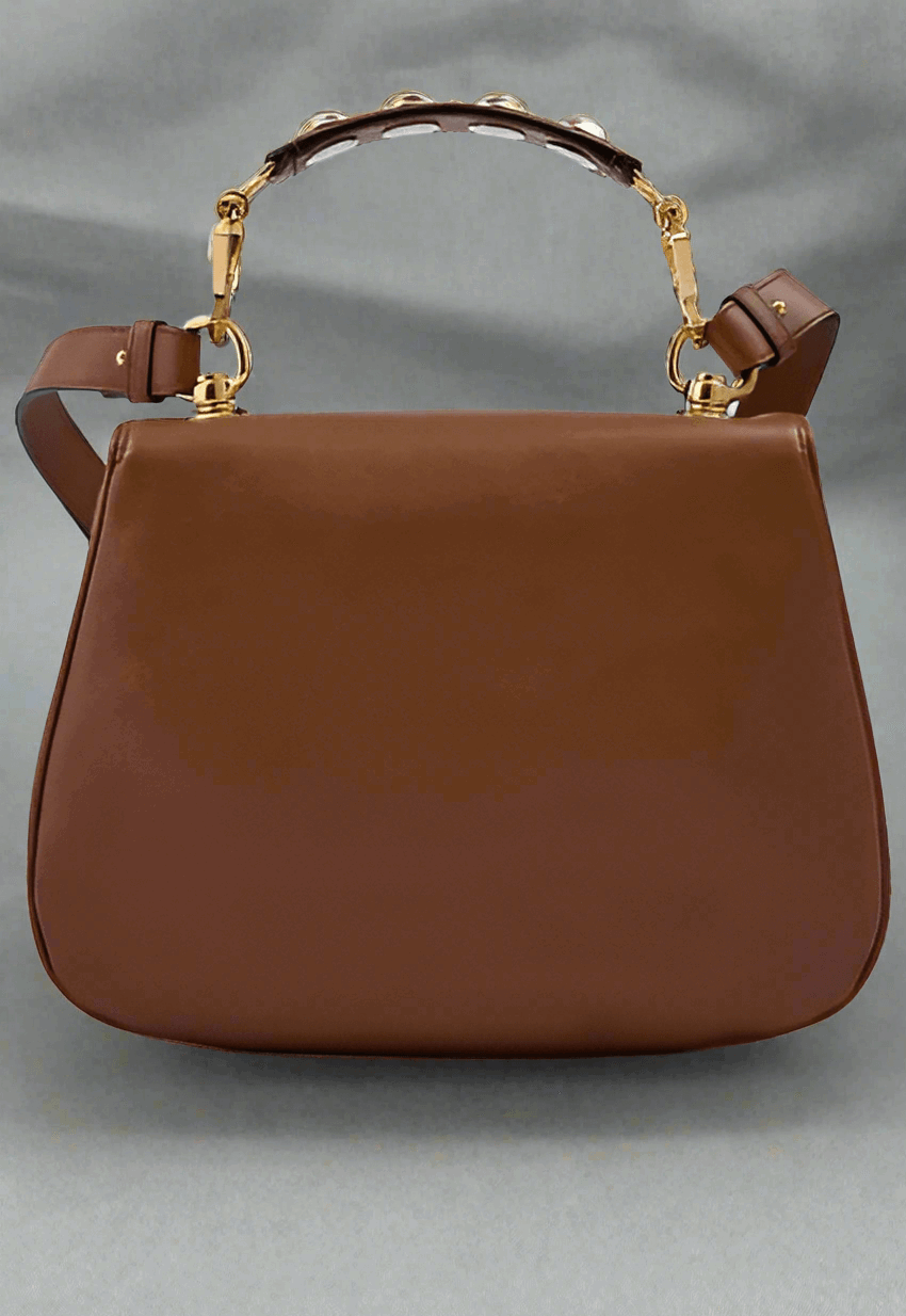 GUCCI Roxy Brown Calfskin Shoulder Flap Bag
