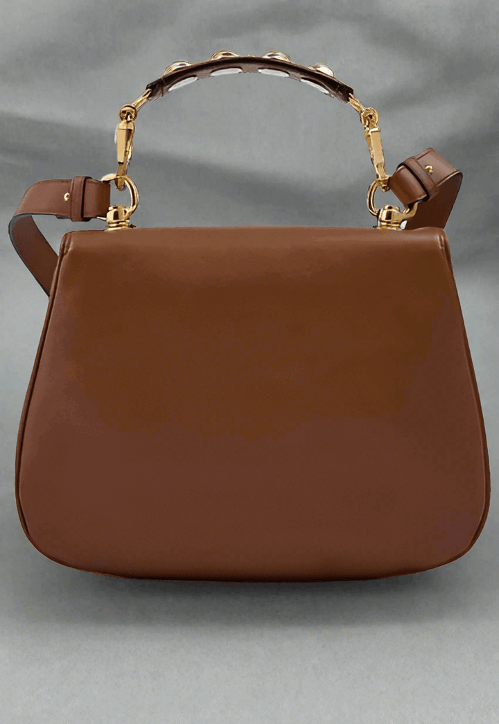 GUCCI Roxy Brown Calfskin Shoulder Flap Bag