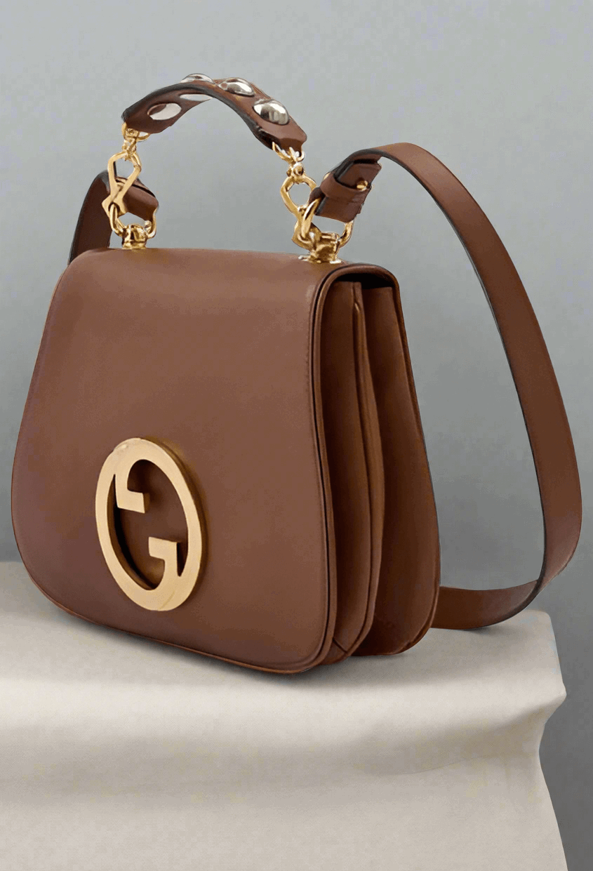 GUCCI Roxy Brown Calfskin Shoulder Flap Bag