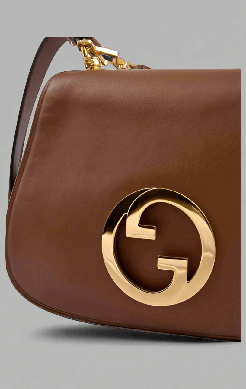GUCCI Roxy Brown Calfskin Shoulder Flap Bag