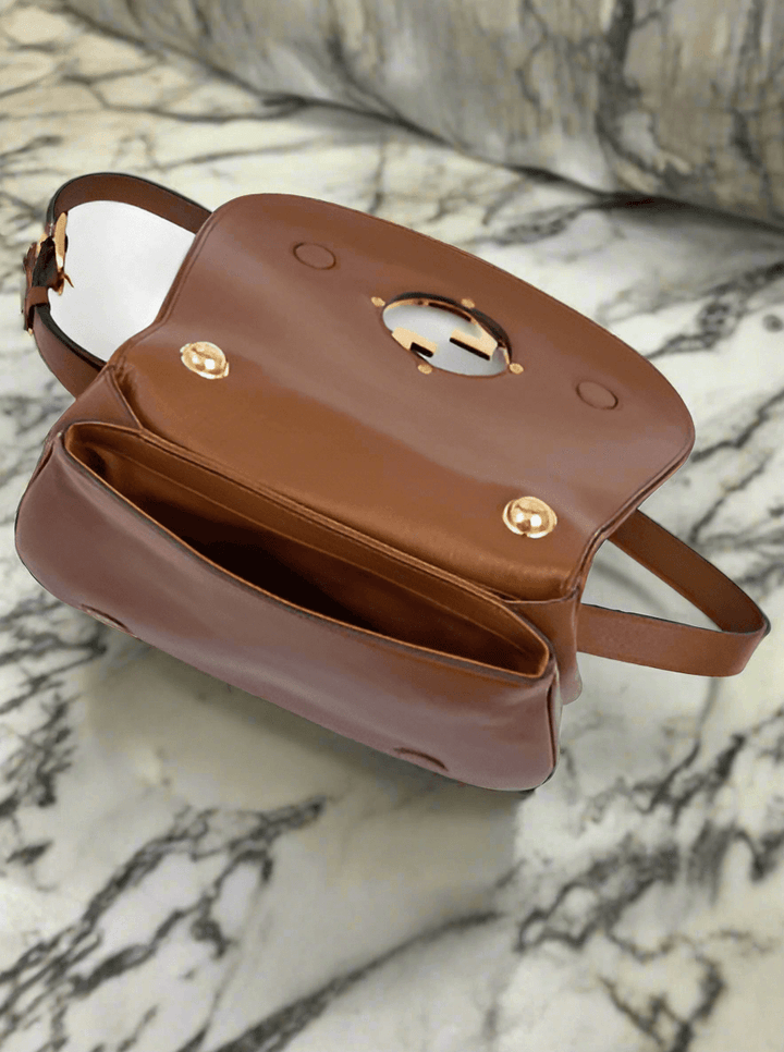 GUCCI Roxy Brown Calfskin Shoulder Flap Bag