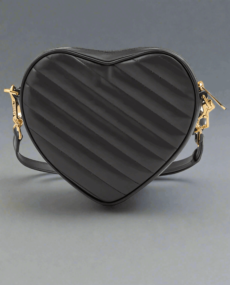 GUCCI Black Leather Mini Heart Crossbody Bag