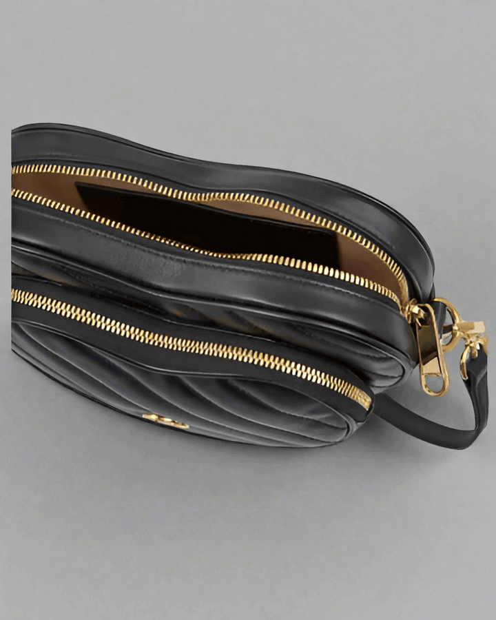 GUCCI Black Leather Mini Heart Crossbody Bag