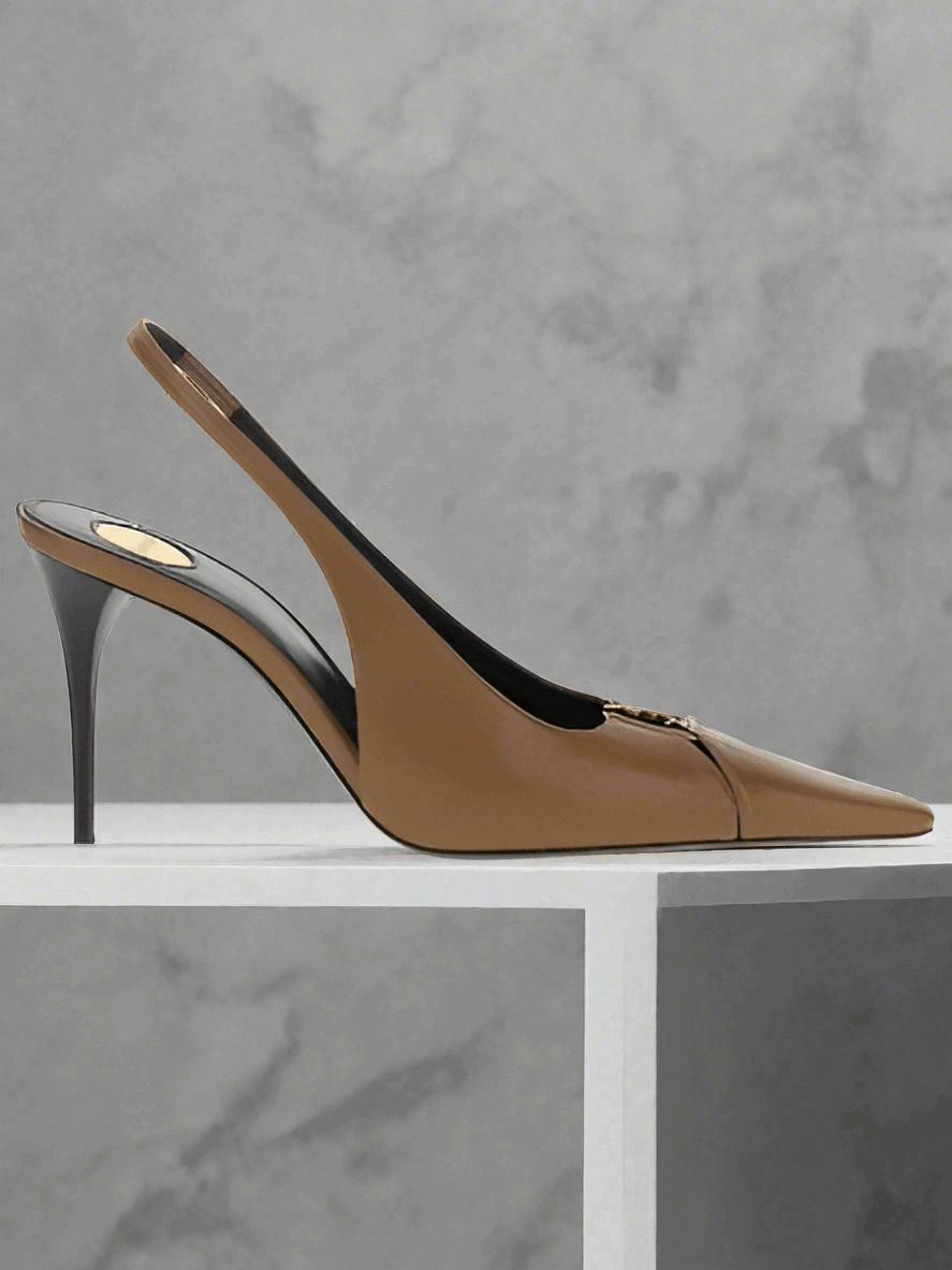 Saint Laurent Babylone Leather YSL Slingback Pumps