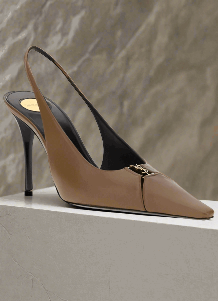 Saint Laurent Babylone Leather YSL Slingback Pumps