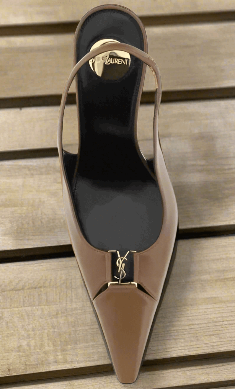 Saint Laurent Babylone Leather YSL Slingback Pumps