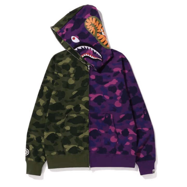 BAPE Color Camo Shark Full Zip Hoodie (FW22) (Green/Purple)