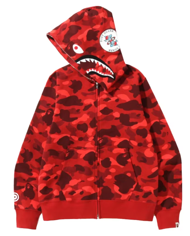 BAPE Color Camo Shark Full Zip Hoodie Red (SS22)