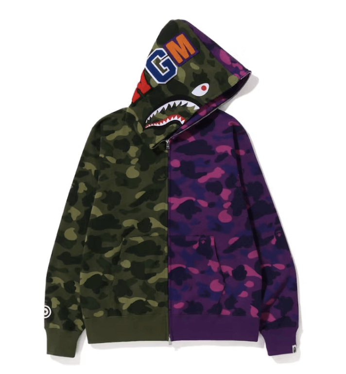BAPE Color Camo Shark Full Zip Hoodie (FW22) (Green/Purple)