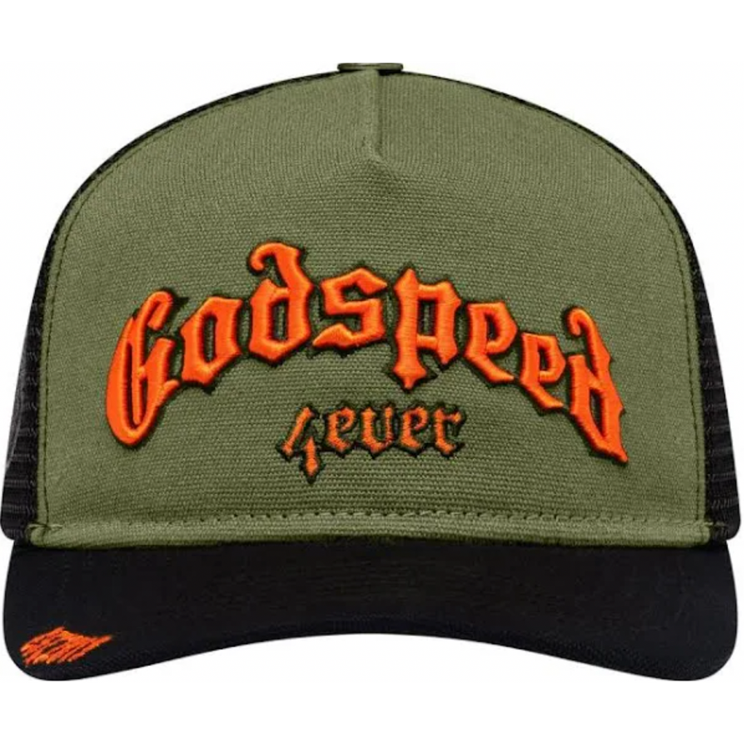 Godspeed Forever Trucker Hat (Olive/Orange)