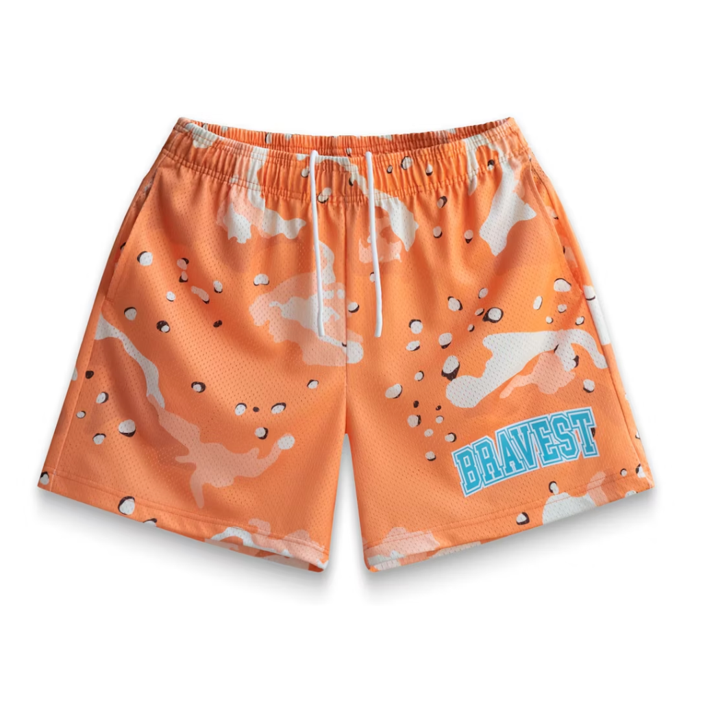 Bravest Studios Orange Chip Camo Shorts