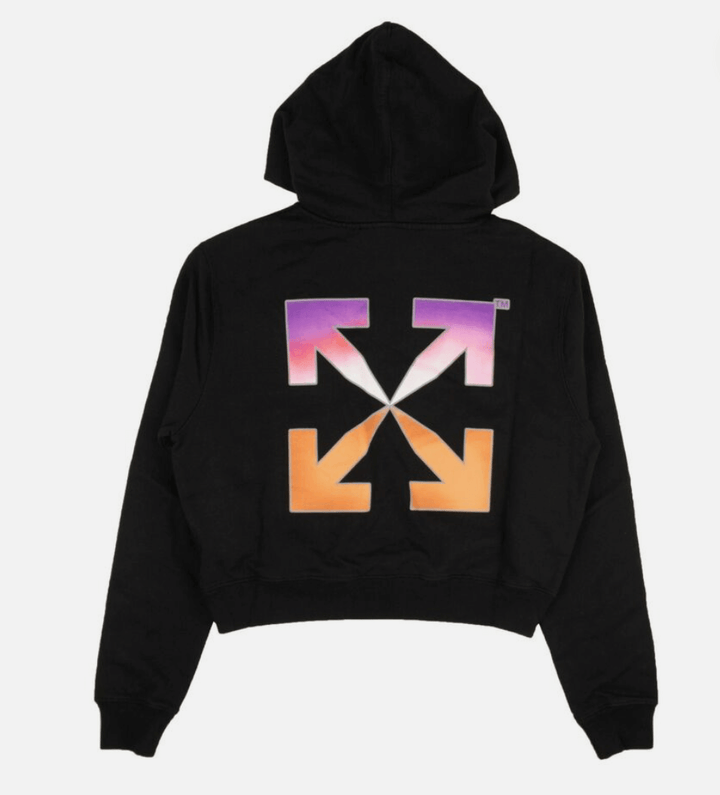 NWT OFF-WHITE C/O VIRGIL ABLOH Black Gradient Logo Crop Hoodie