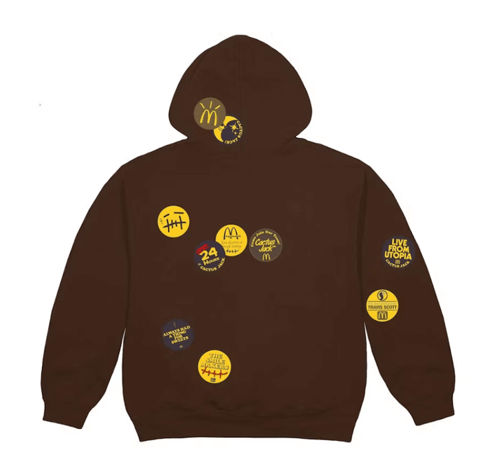Travis Scott x McDonald's Sticker Bomb Hoodie Brown