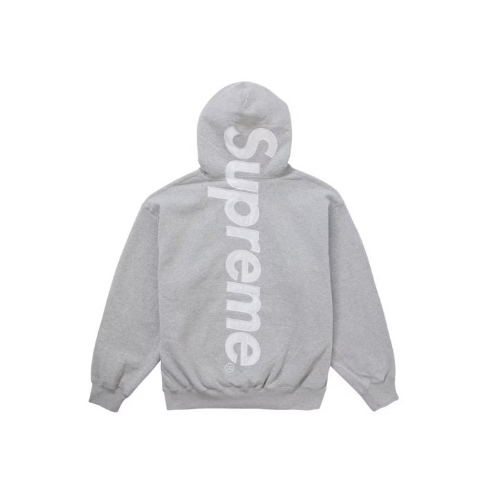 Supreme Satin Applique Hooded Sweatshirt (FW24) Heather Grey
