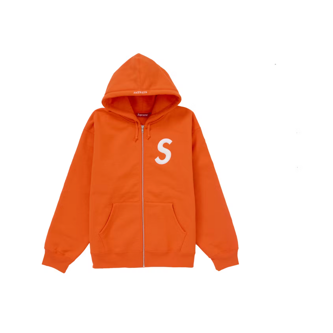 Supreme S Logo Zip Up Hooded Sweatshirt (FW24) - Orange