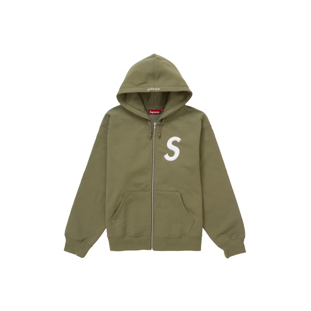 Supreme S Logo Zip Up Hooded Sweatshirt (FW24) - Olive