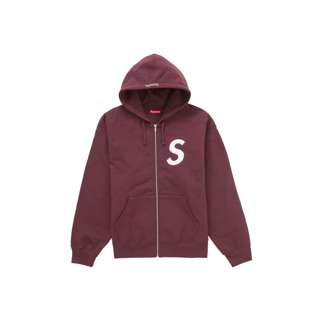 Supreme S Logo Zip Up Hooded Sweatshirt (FW24) - Maroon