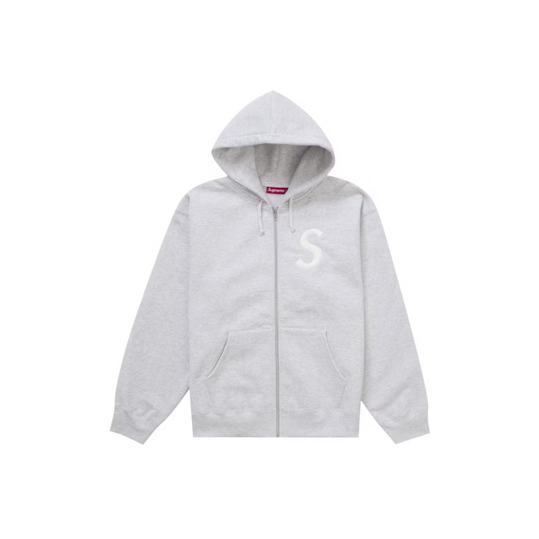 Supreme S Logo Zip Up Hooded Sweatshirt (FW24) - Ash Grey