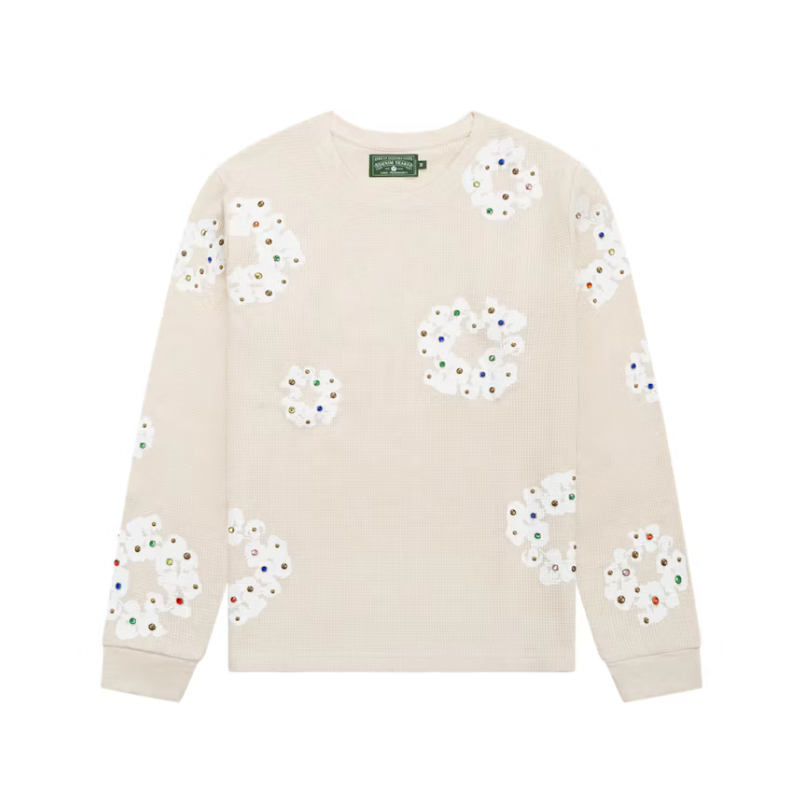Denim Tears Rhinestone Cotton Wreath Thermal Oatmeal