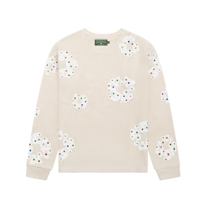 Denim Tears Rhinestone Cotton Wreath Thermal Oatmeal