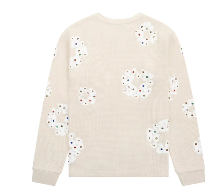 Denim Tears Rhinestone Cotton Wreath Thermal Oatmeal