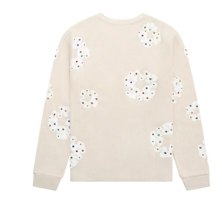 Denim Tears Rhinestone Cotton Wreath Thermal Oatmeal