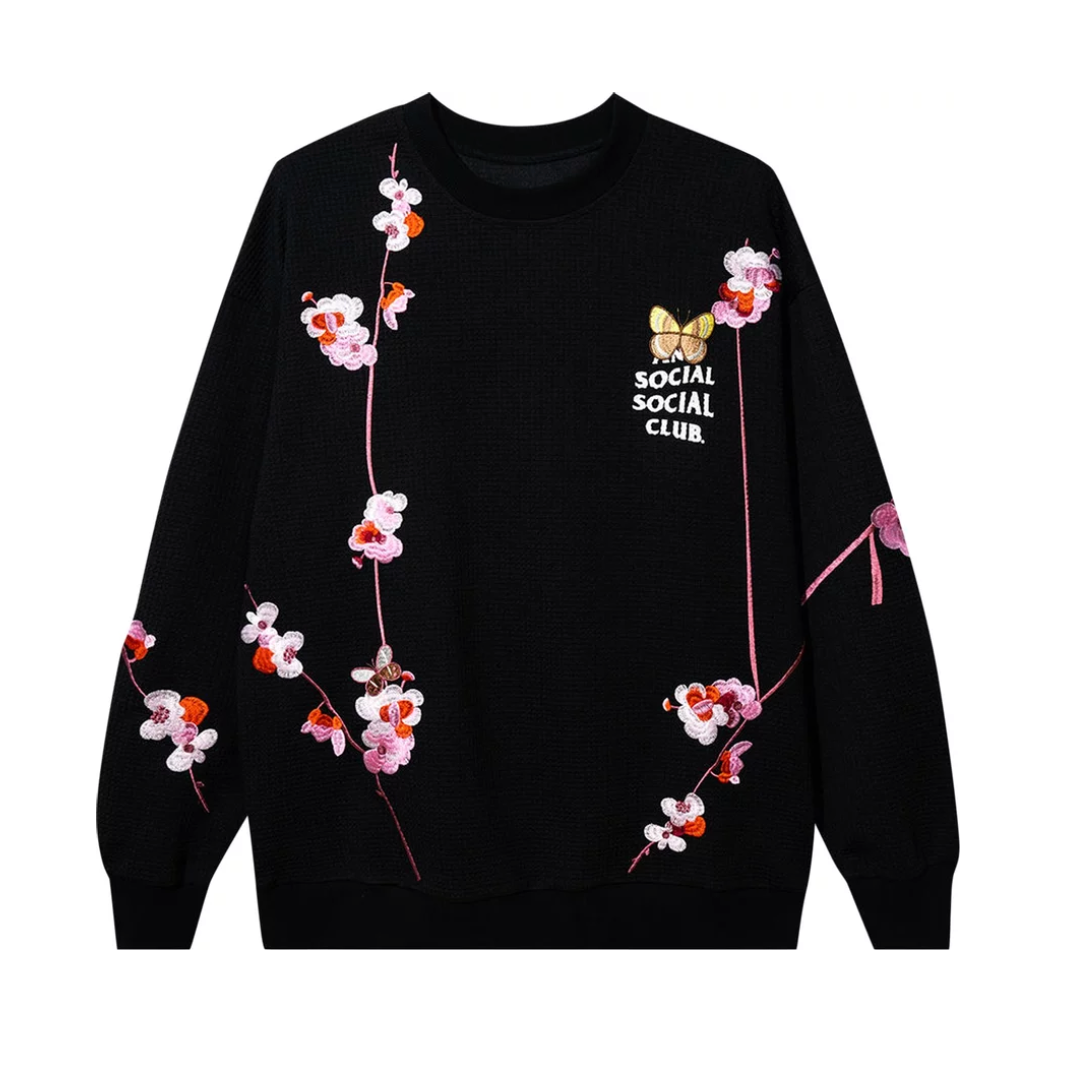 Anti Social Social Club Kkoch Thermal Knit Crewneck Sweater Black