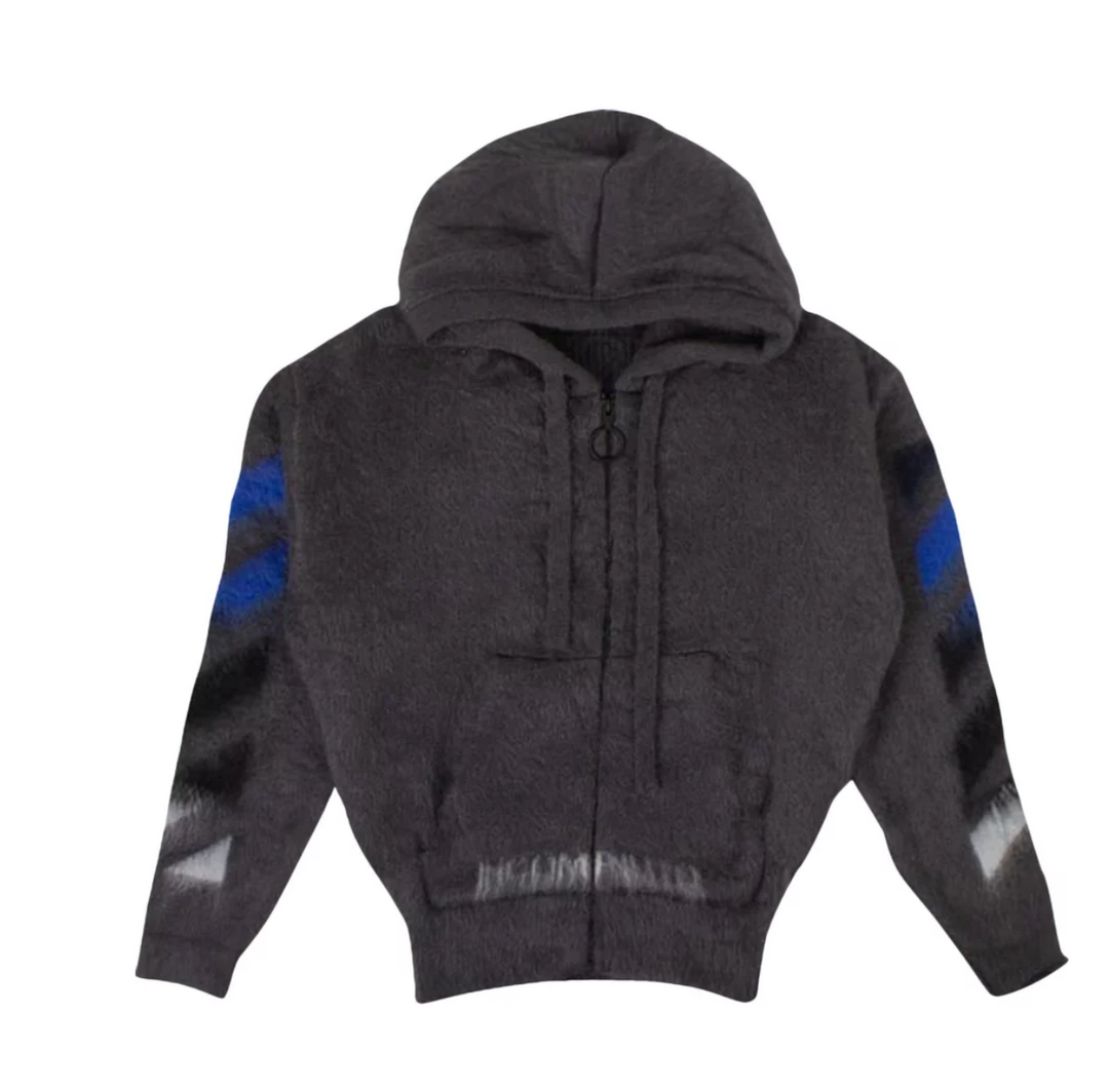 Off-White Mohair Arrows Zip Up Sweater 'Gray'