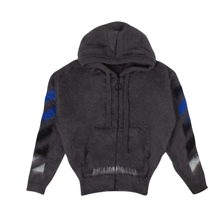 Off-White Mohair Arrows Zip Up Sweater 'Gray'