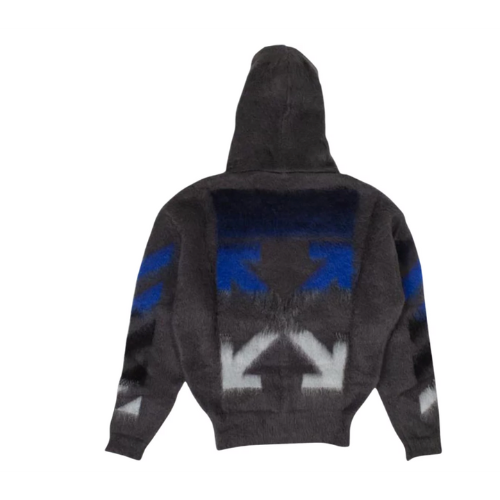 Off-White Mohair Arrows Zip Up Sweater 'Gray'