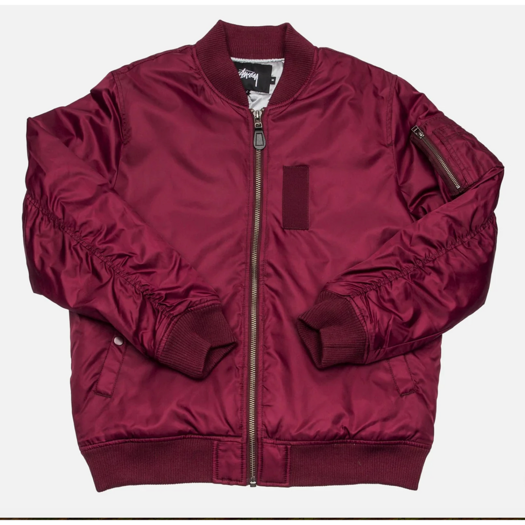 Stussy Burgundy Bomber Jacket