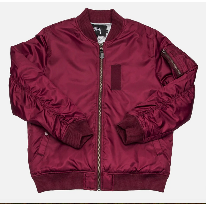 Stussy Burgundy Bomber Jacket