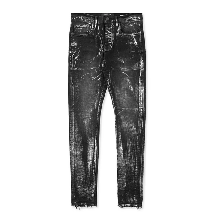 Purple Denim Jeans P001 Black Wash Metallic Silver