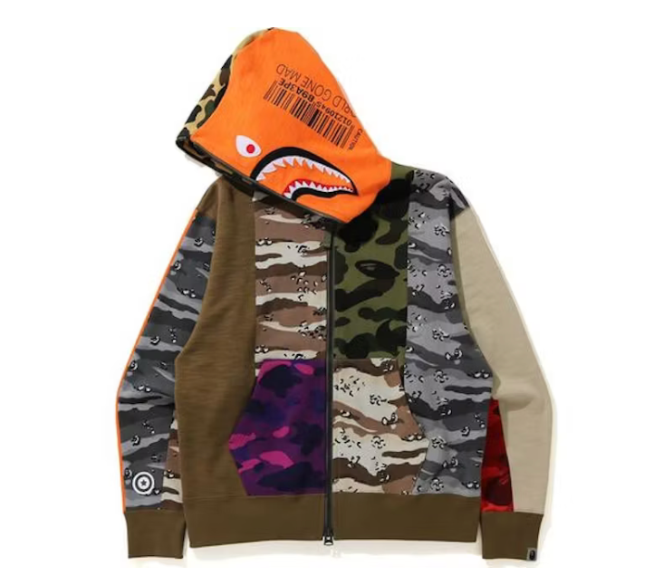 BAPE Crazy Camo Mad Shark Relaxed Full Zip Hoodie