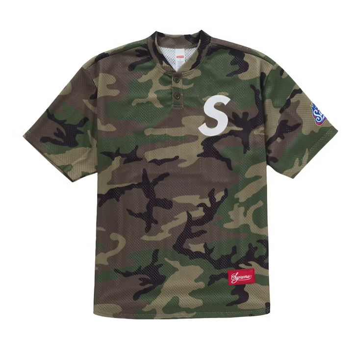 Supreme S Logo Baseball Henley Camo